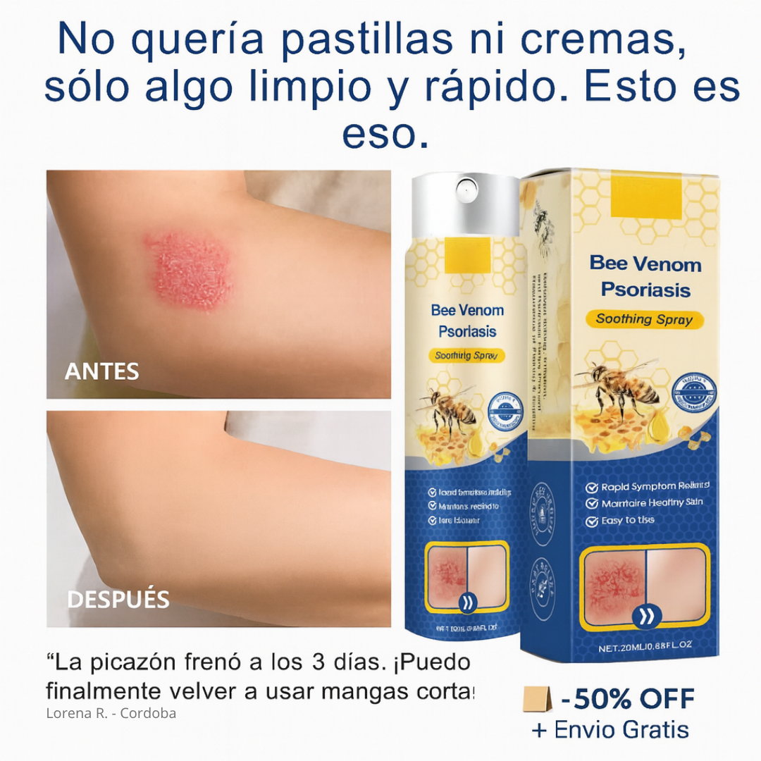 Bee Venom: Spray para piel libre de picazón y enrojecimiento.
