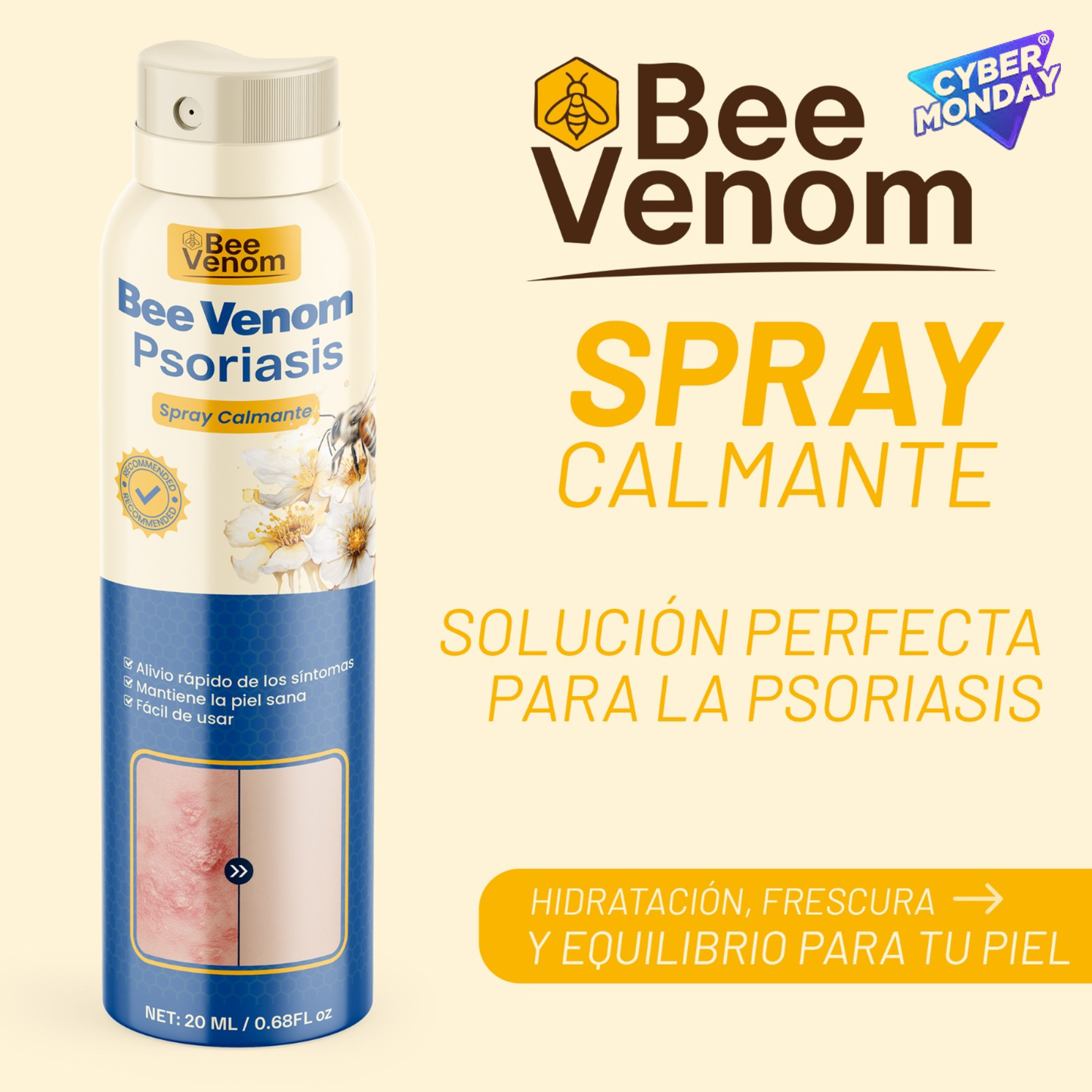 Bee Venom Spray: Alivio inmediato para piel sensible con Psoriasis.